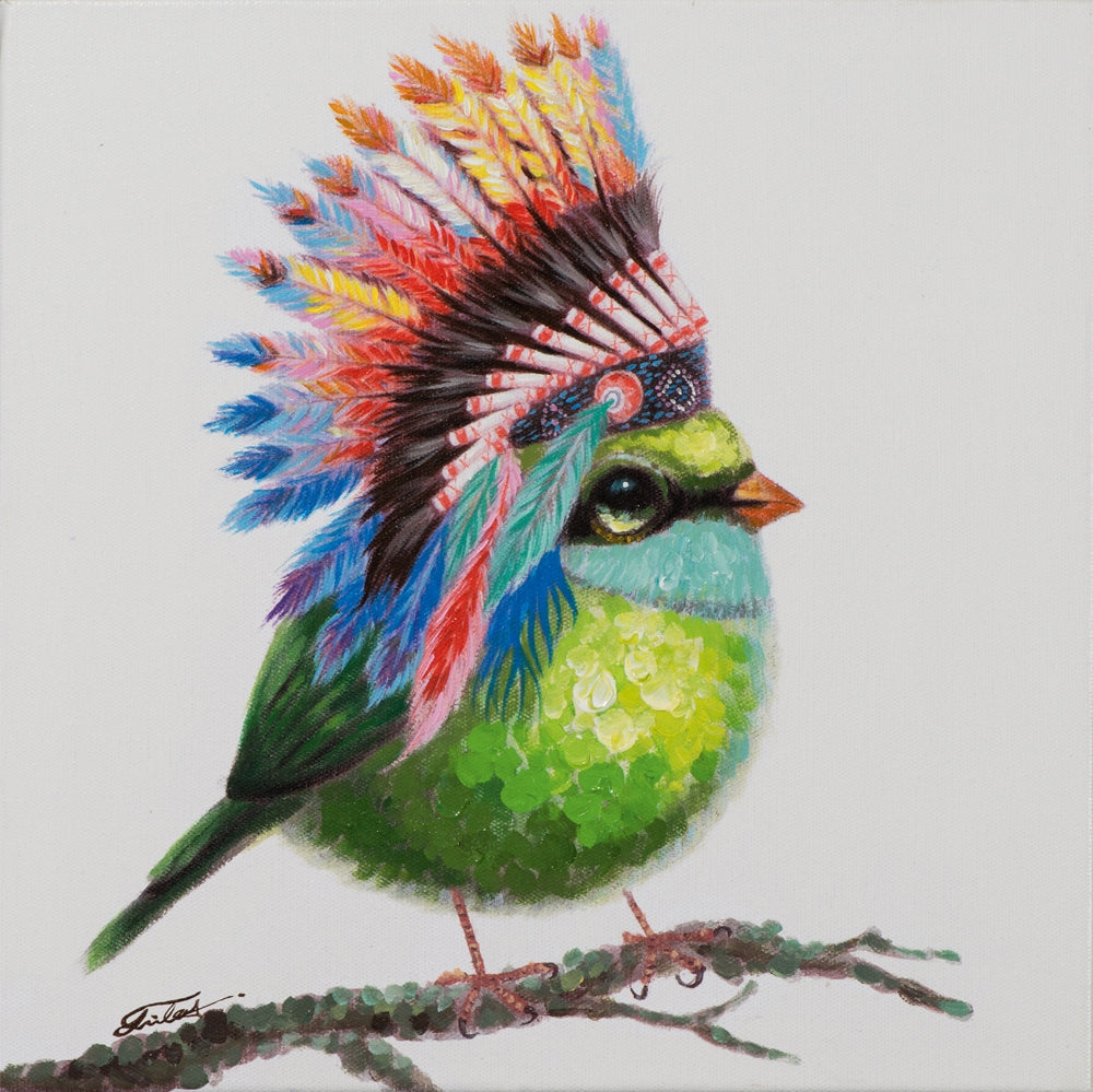 Vogel mit Indianerschmuck