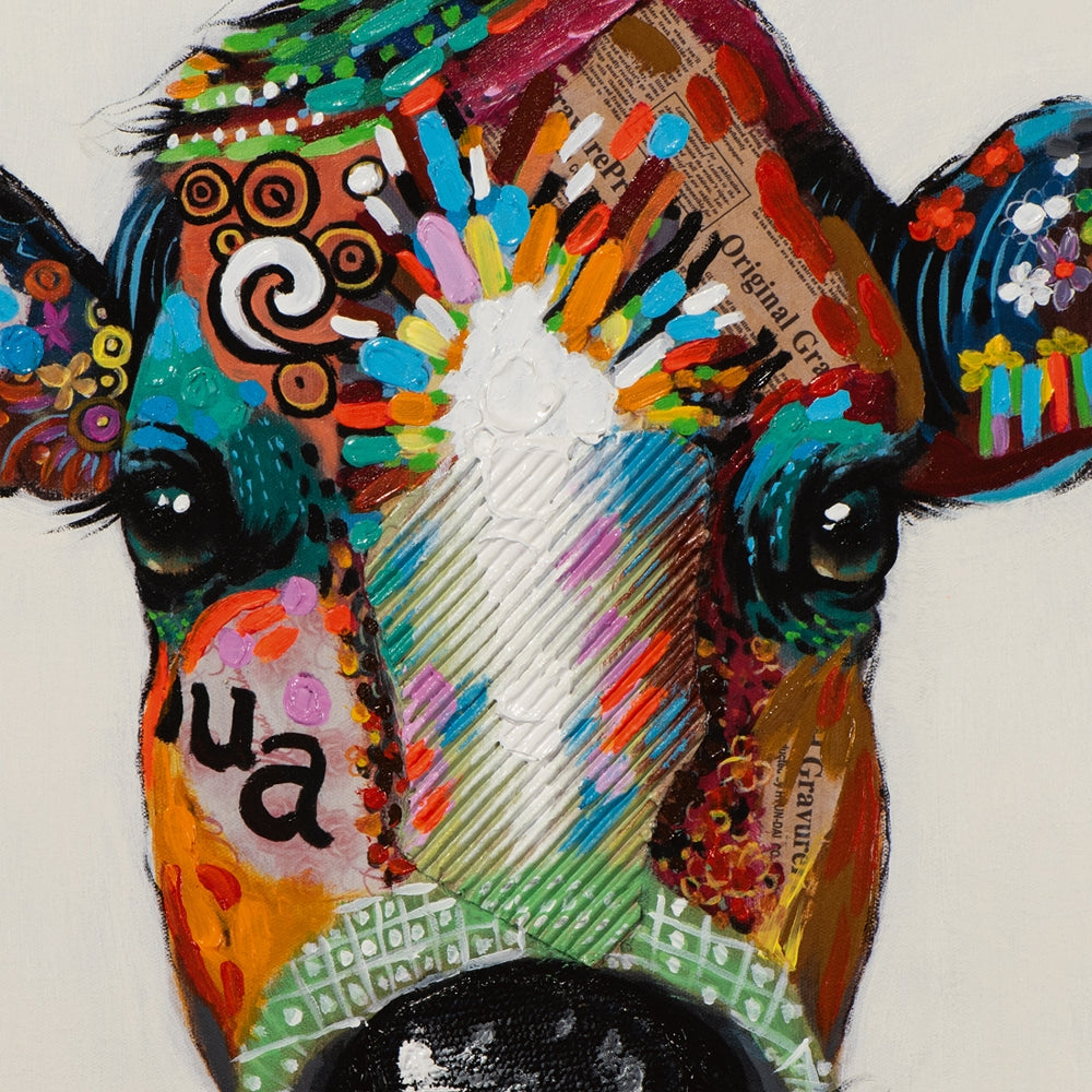 Bunte Kuh mit Graffiti