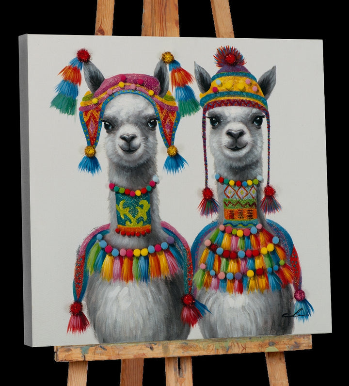 2 Lamas im Inka Stil
