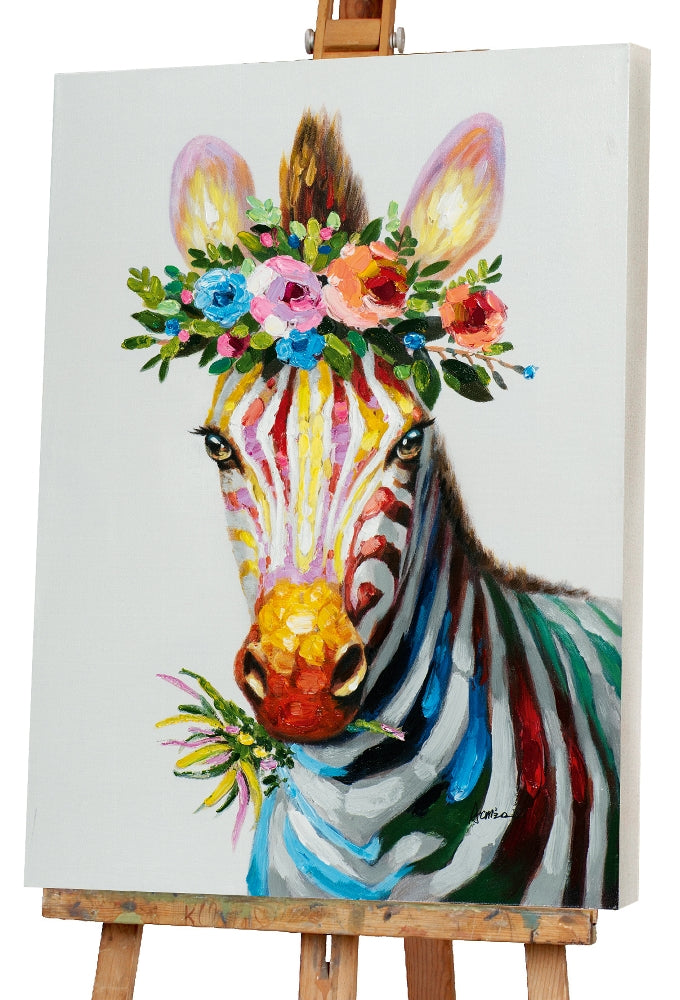 Zebra mit Blumendeko
