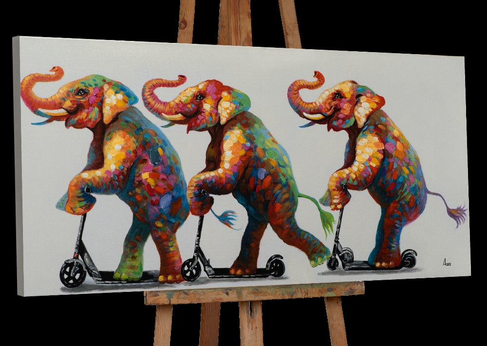 Elefantenpatrouille auf Rollern