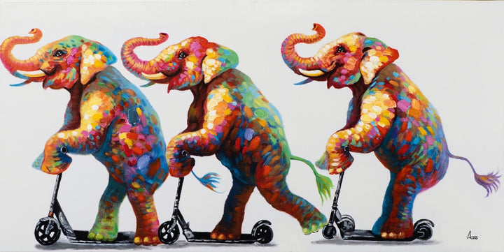 Elefantenpatrouille auf Rollern