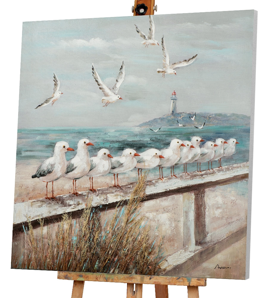 Strandpromenade mit Möwen