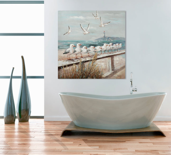 Strandpromenade mit Möwen