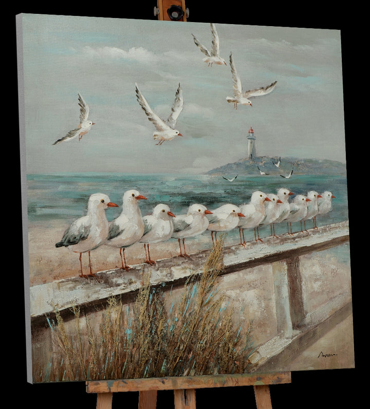 Strandpromenade mit Möwen