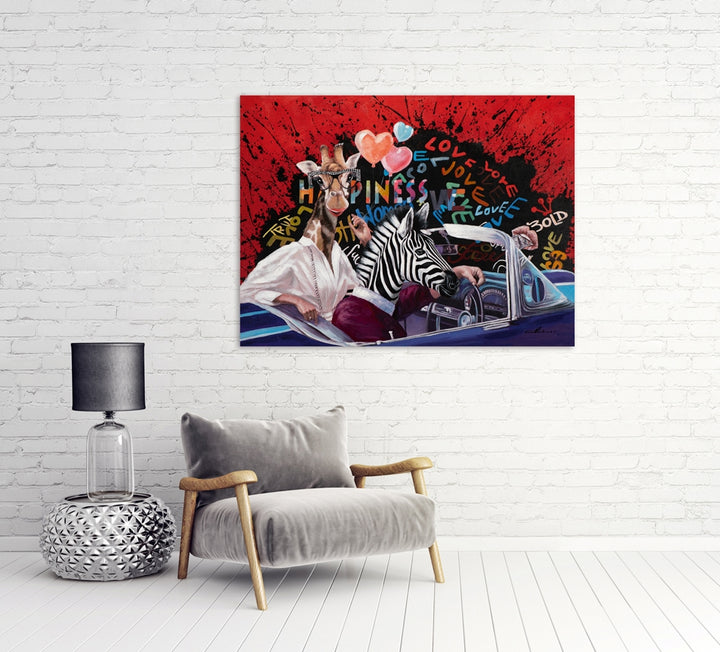 Giraffe und Zebra on tour