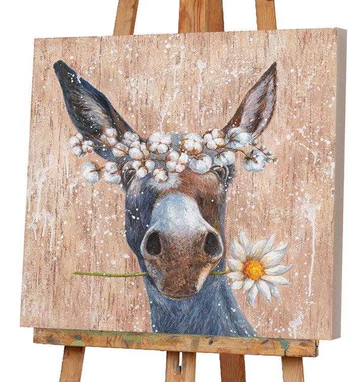 Esel mit Blumen