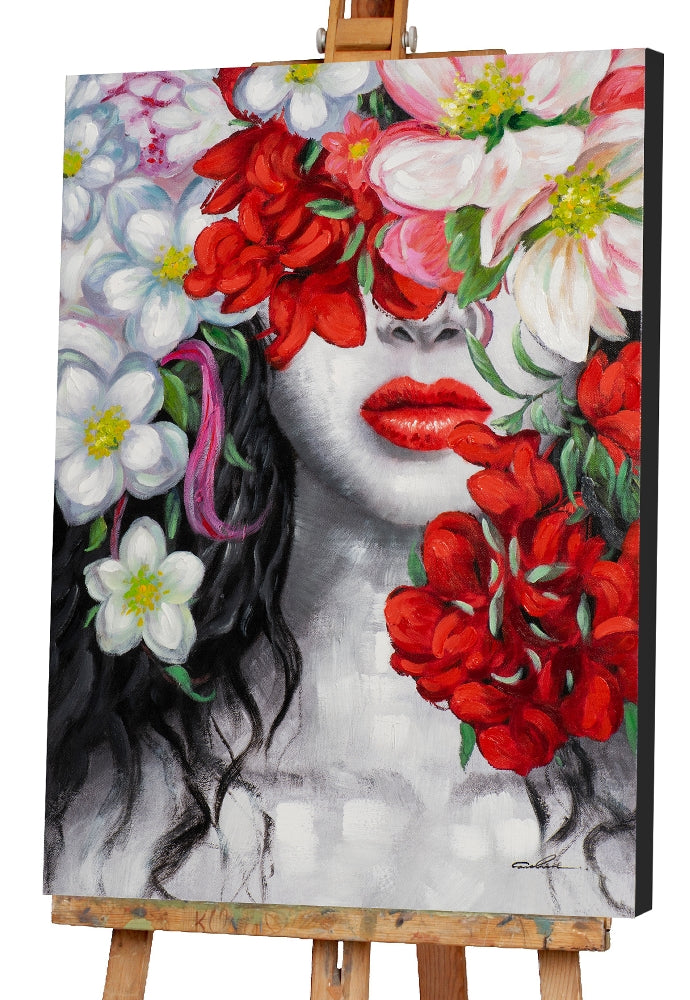 Schönheit versteckt hinter Blumen