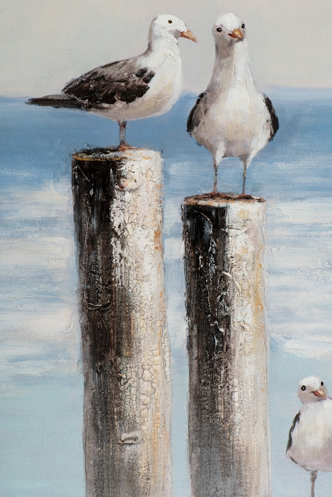 Möwen auf Holzpfählen III