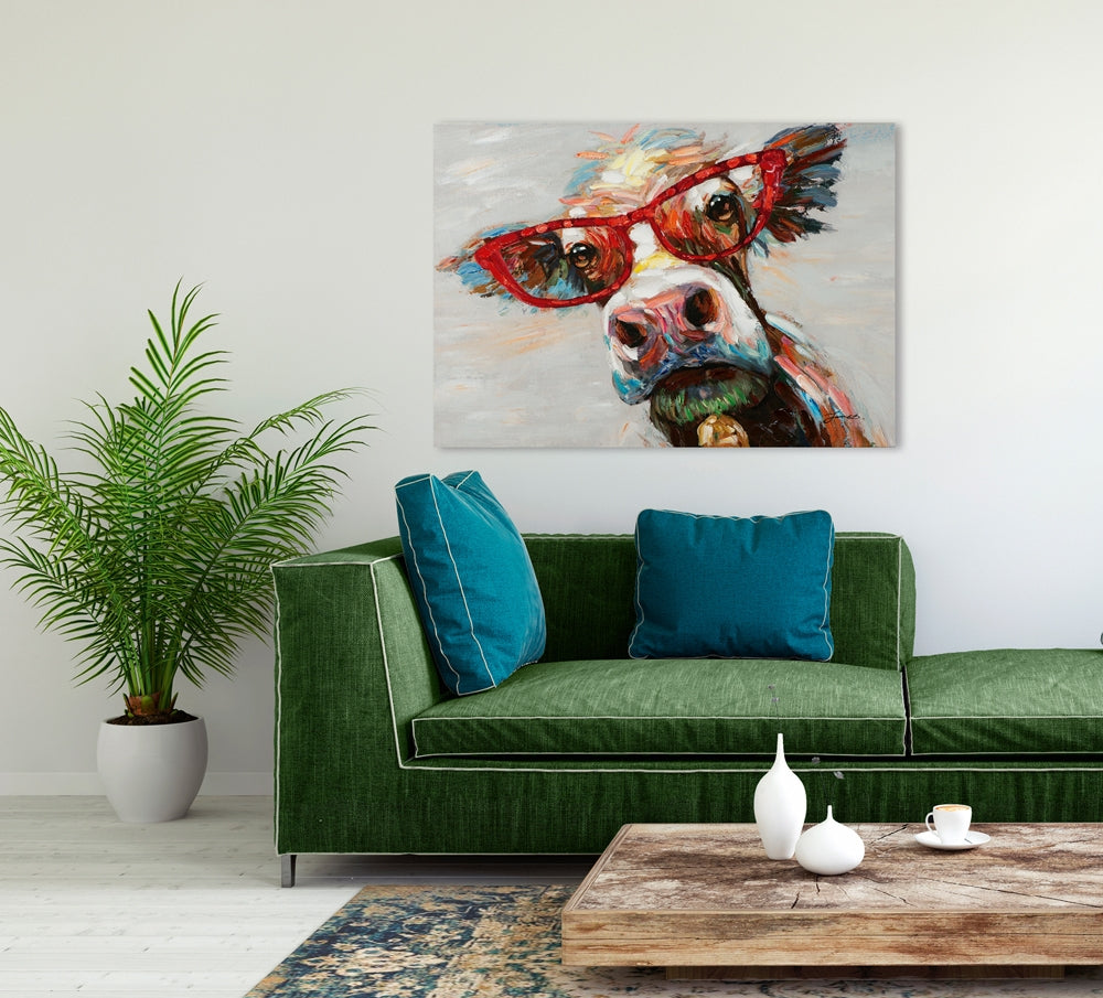 Bunte Kuh mit Brille