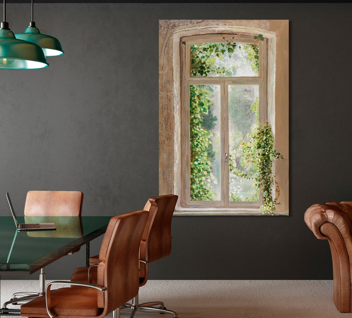 Altes überwuchertes Fenster