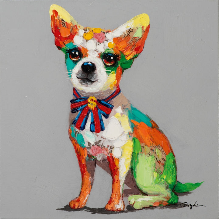 Bunter Chihuahua mit Schleife