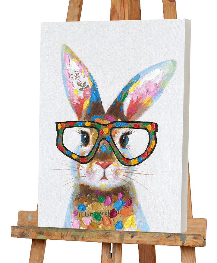 Bunter Hase mit Brille