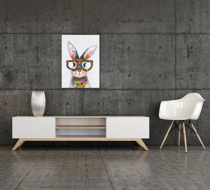 Bunter Hase mit Brille