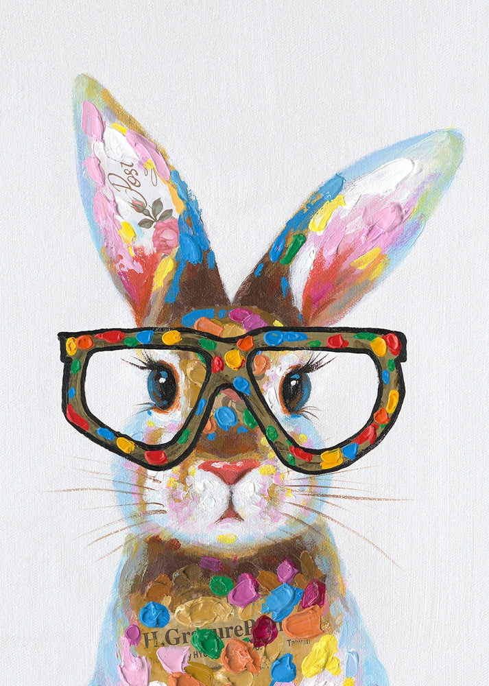 Bunter Hase mit Brille