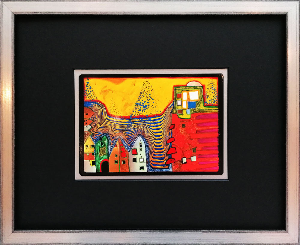 "Zwolle" | Friedensreich Hundertwasser Miniprint mit Rahmen