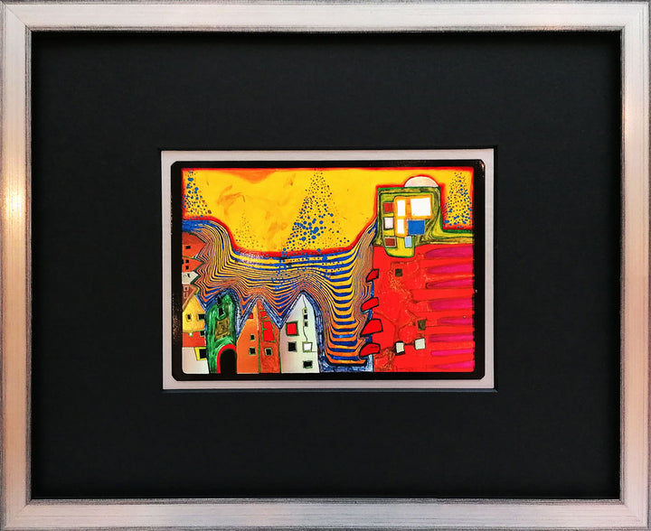 "Zwolle" | Friedensreich Hundertwasser Miniprint mit Rahmen