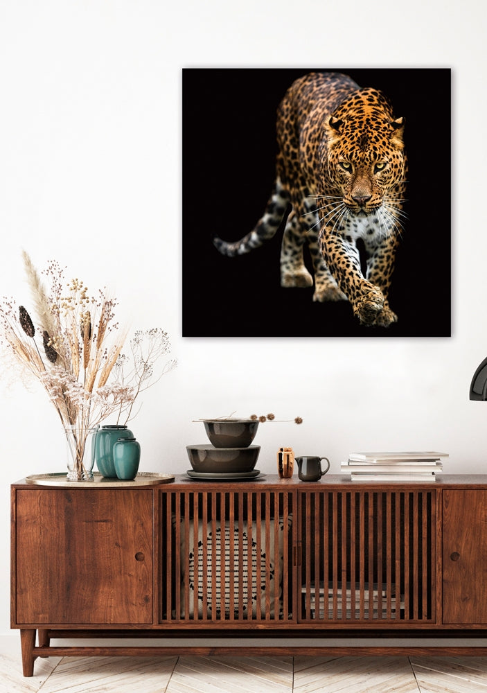 Schleichender Leopard | Digitaldruck auf Sicherheitsglas