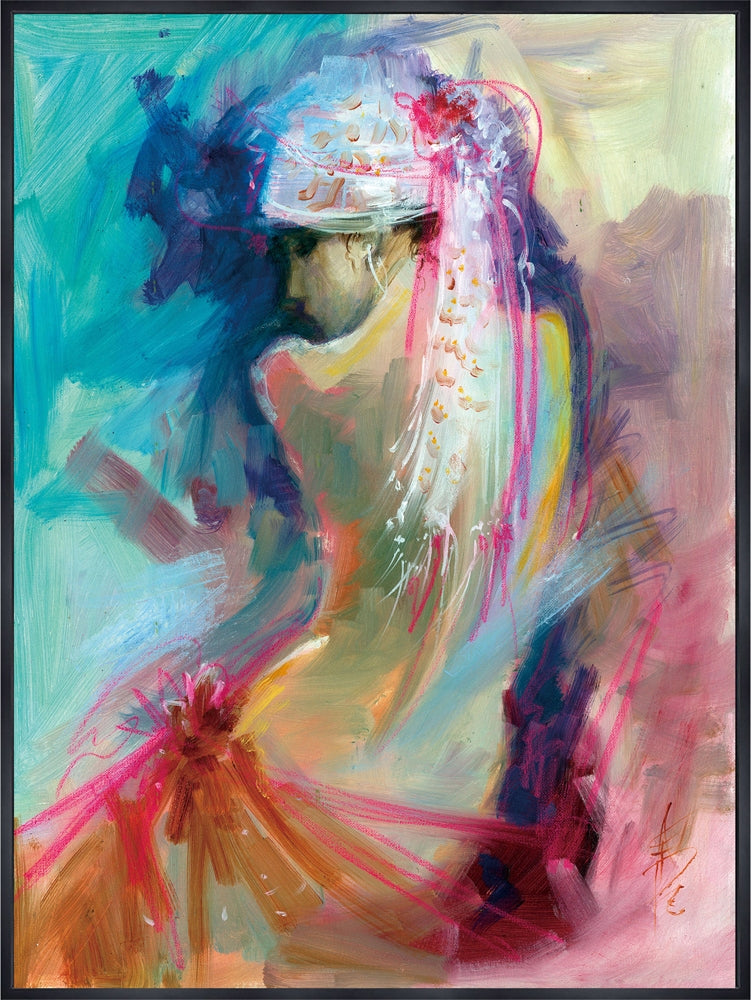 Modern colorierter Akt mit Tuch