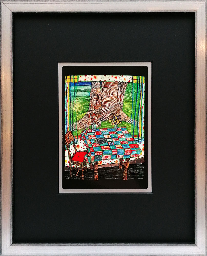 "Insel der verlorenen Wünsche" | Friedensreich Hundertwasser Miniprint mit Rahmen