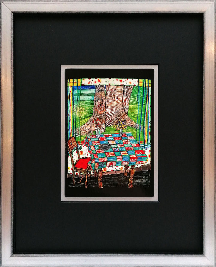"Insel der verlorenen Wünsche" | Friedensreich Hundertwasser Miniprint mit Rahmen