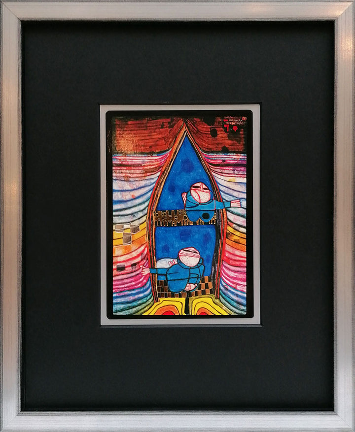 "Tender Dinghi" | Friedensreich Hundertwasser Miniprint mit Rahmen