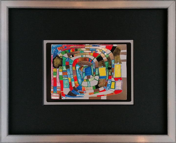 "Silver spiral" | Friedensreich Hundertwasser Miniprint mit Rahmen