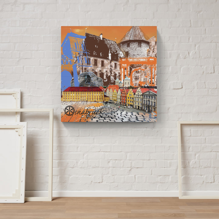 Osnabrück Die Friedensstadt - Markt No. 1 (OSB-31 quadratisch) I Giclee auf Holzkeilrahmen