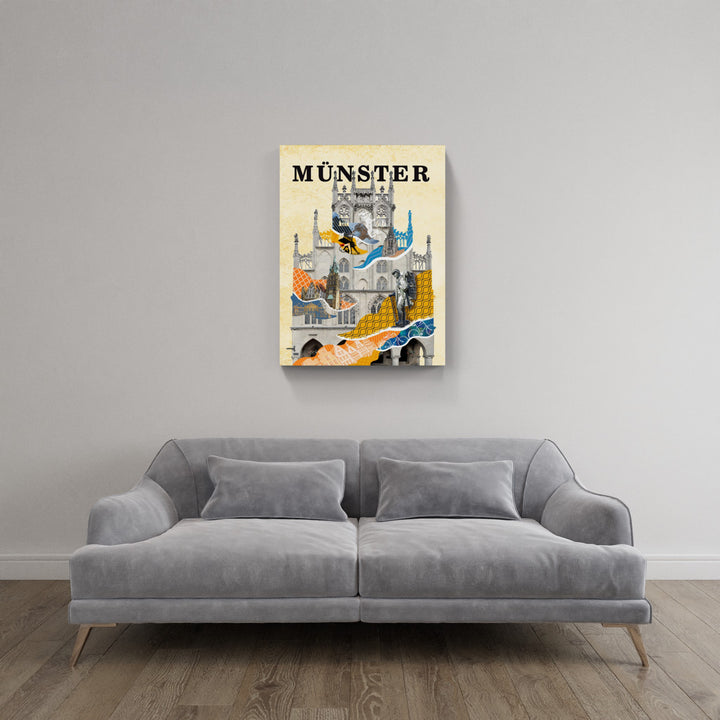 Münster Rathaus Collage | Giclee auf Holzkeilrahmen
