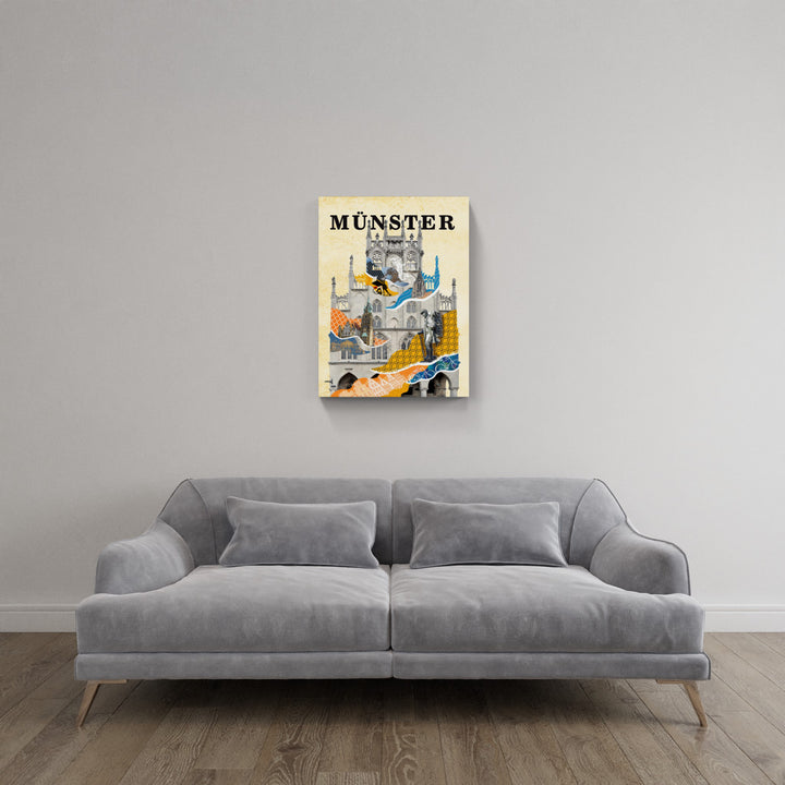 Münster Rathaus Collage | Giclee auf Holzkeilrahmen