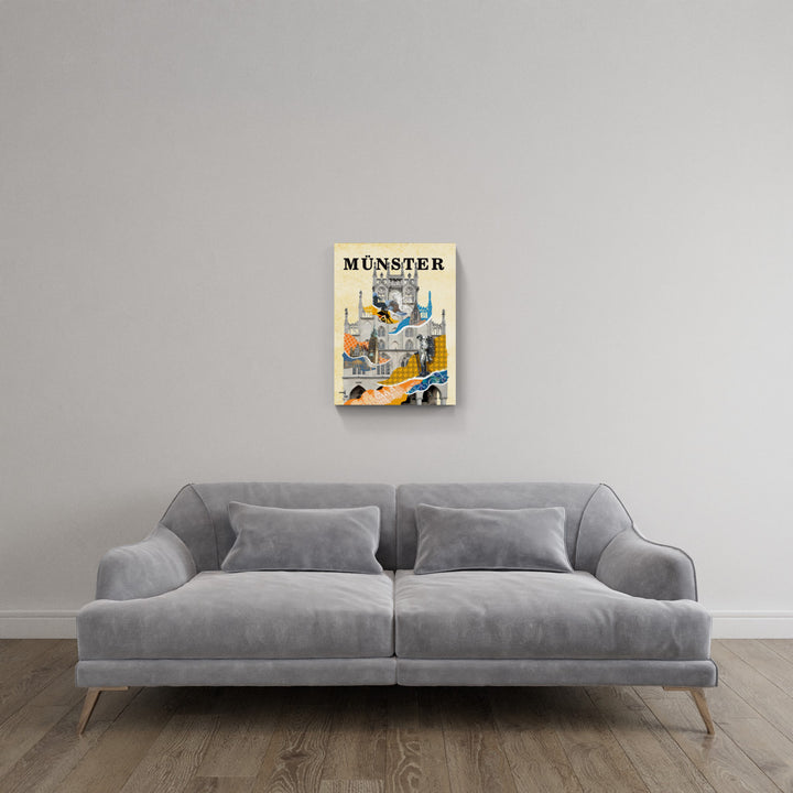 Münster Rathaus Collage | Giclee auf Holzkeilrahmen