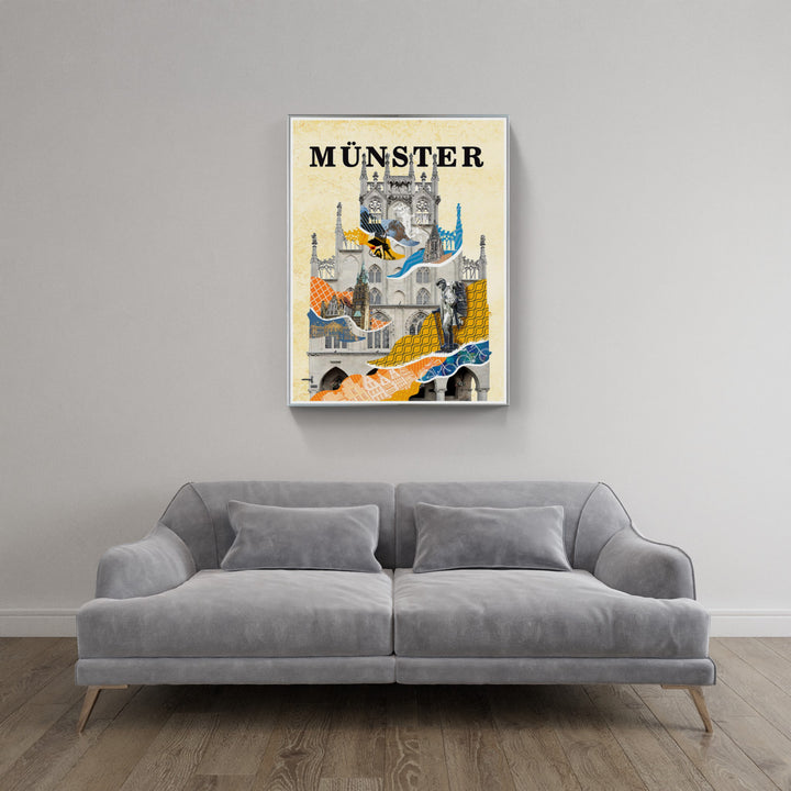Münster Rathaus Collage | Giclee auf Holzkeilrahmen