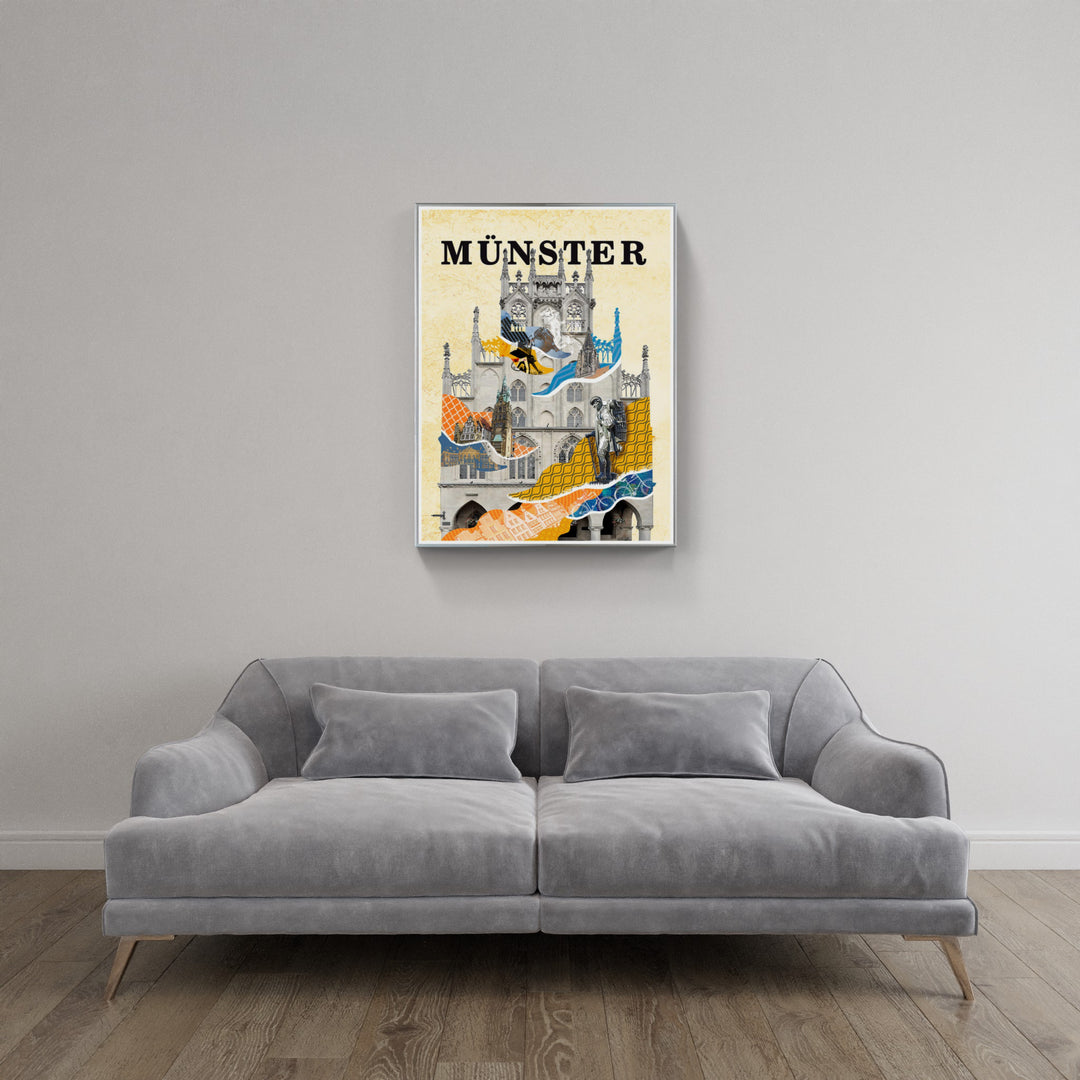 Münster Rathaus Collage | Giclee auf Holzkeilrahmen