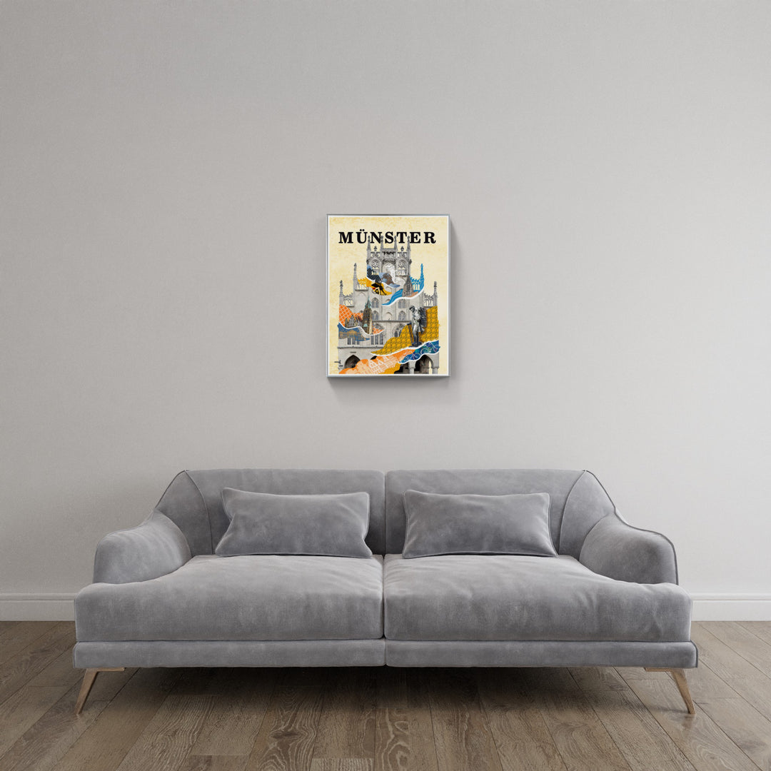 Münster Rathaus Collage | Giclee auf Holzkeilrahmen