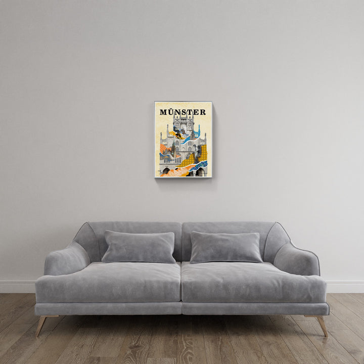 Münster Rathaus Collage | Giclee auf Holzkeilrahmen