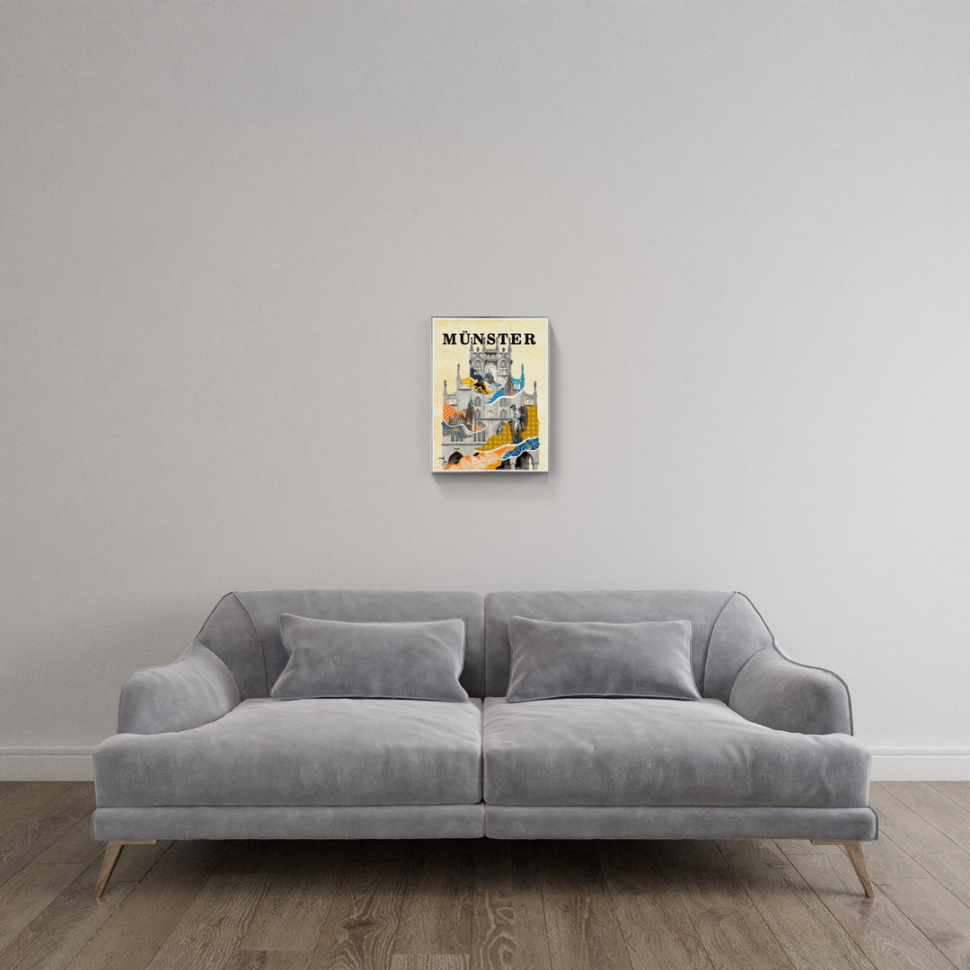 Münster Rathaus Collage | Giclee auf Holzkeilrahmen