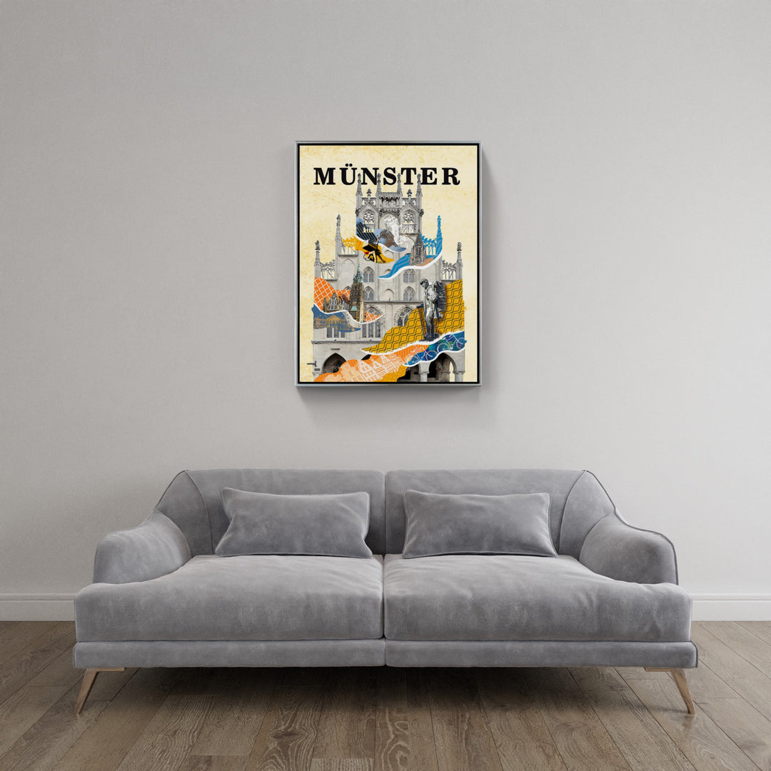 Münster Rathaus Collage | Giclee auf Holzkeilrahmen
