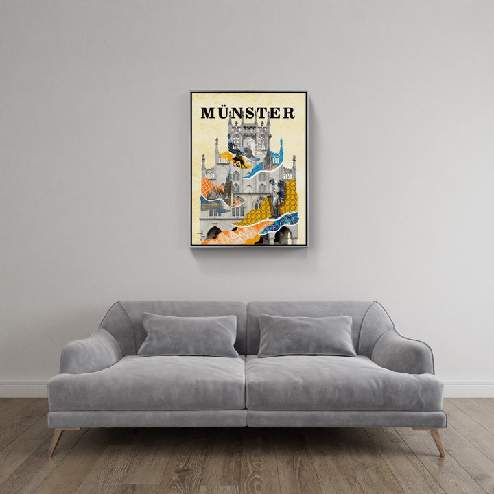 Münster Rathaus Collage | Giclee auf Holzkeilrahmen