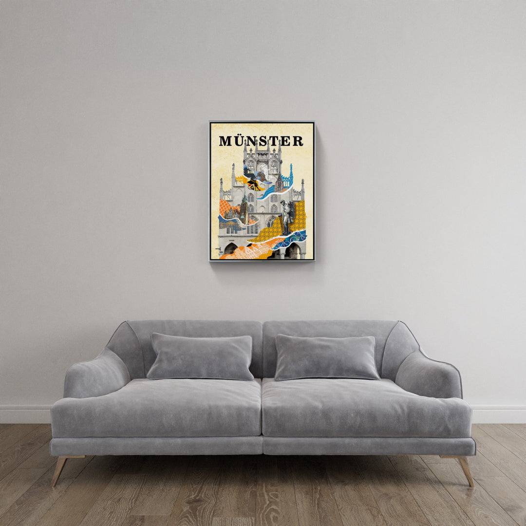 Münster Rathaus Collage | Giclee auf Holzkeilrahmen