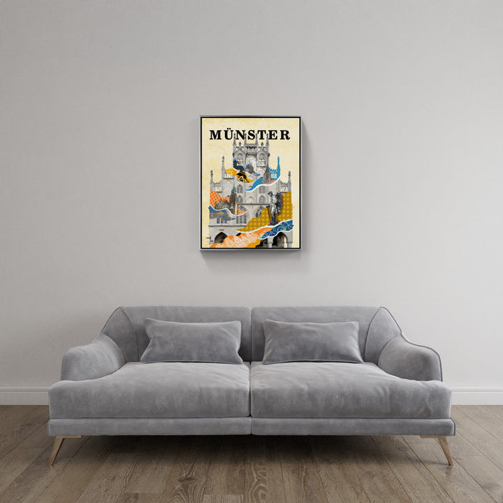 Münster Rathaus Collage | Giclee auf Holzkeilrahmen