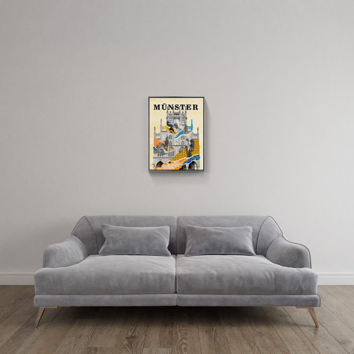 Münster Rathaus Collage | Giclee auf Holzkeilrahmen