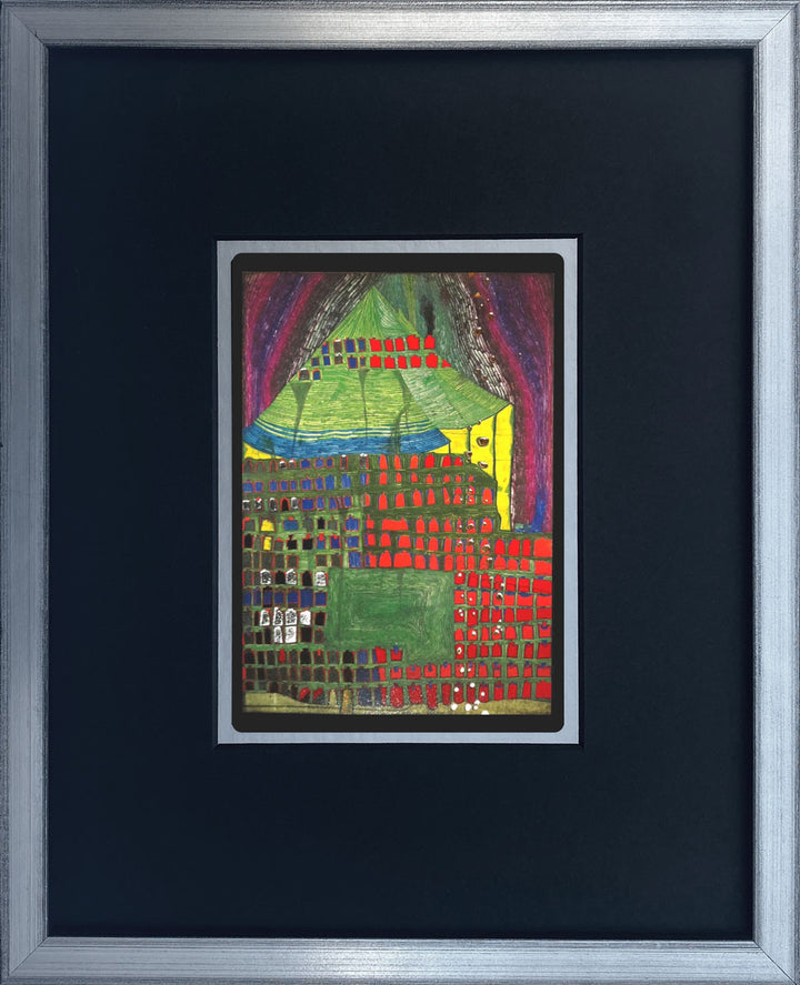"Die tausend Fenster" | Friedensreich Hundertwasser Miniprint mit Rahmen