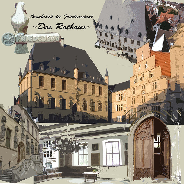 Osnabrück die Friedensstadt - Das Rathaus I Giclee auf Holzkeilrahmen