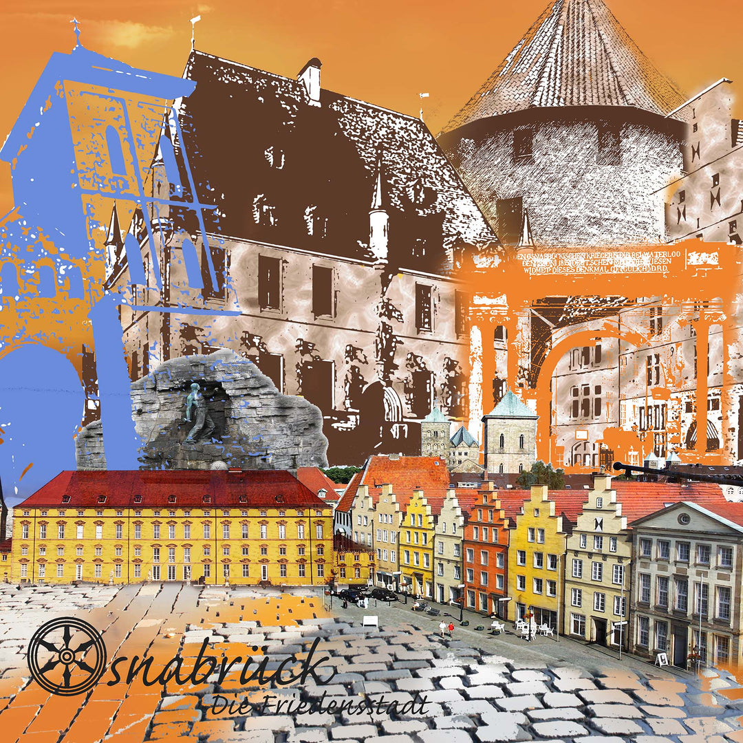 Osnabrück Die Friedensstadt - Markt No. 1 (OSB-31 quadratisch) I Giclee auf Holzkeilrahmen