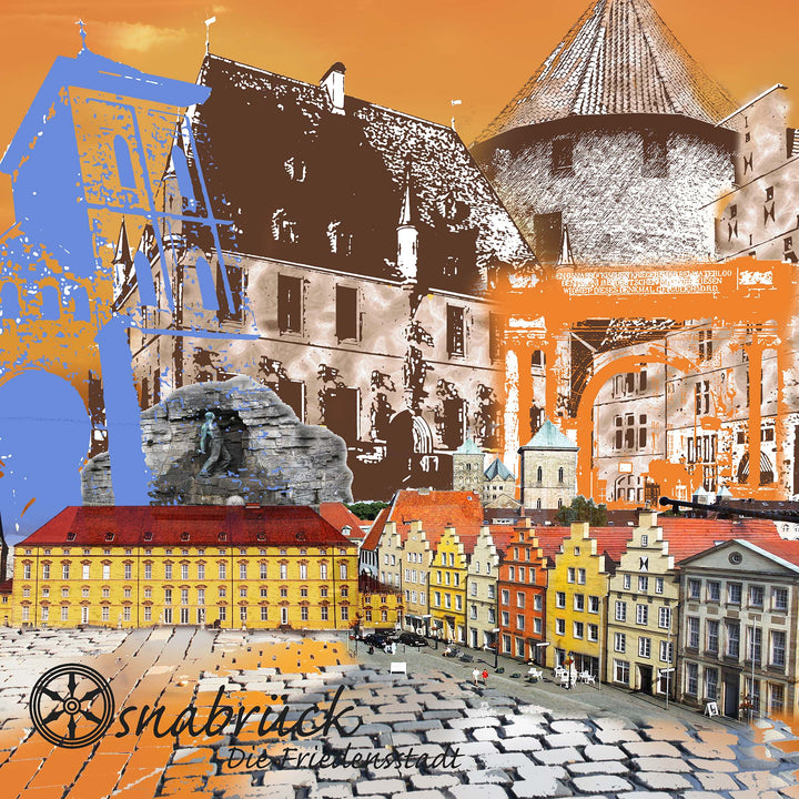Osnabrück Die Friedensstadt - Markt No. 1 (OSB-31 quadratisch) I Giclee auf Holzkeilrahmen
