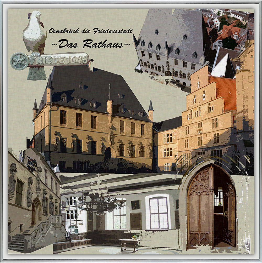 Osnabrück die Friedensstadt - Das Rathaus I Giclee auf Holzkeilrahmen