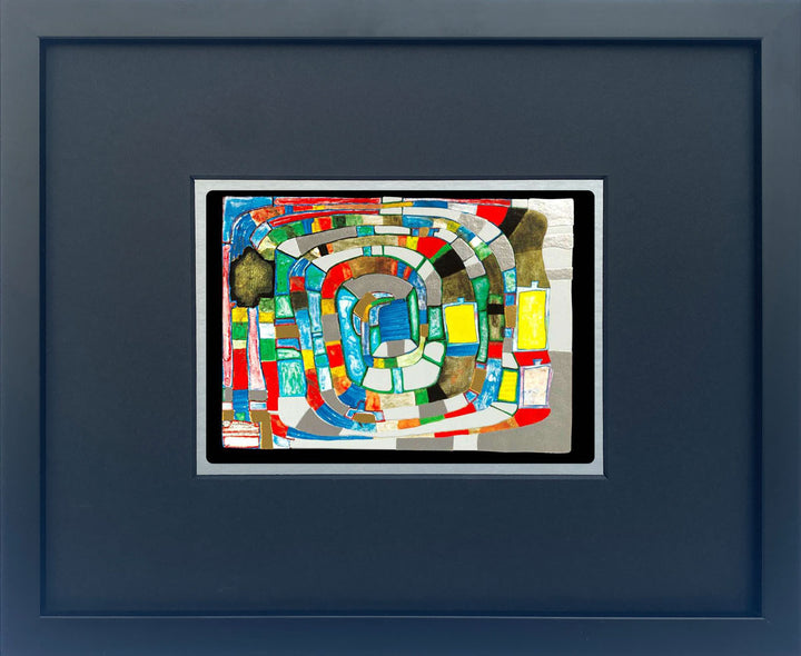 "Silver spiral" | Friedensreich Hundertwasser Miniprint mit Rahmen
