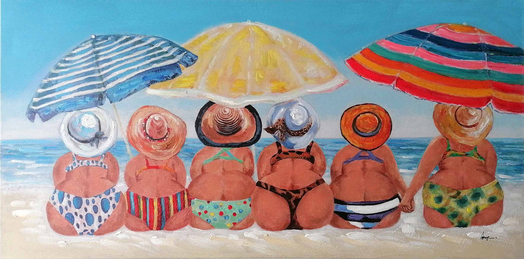 Rückansicht von Frauen am Strand