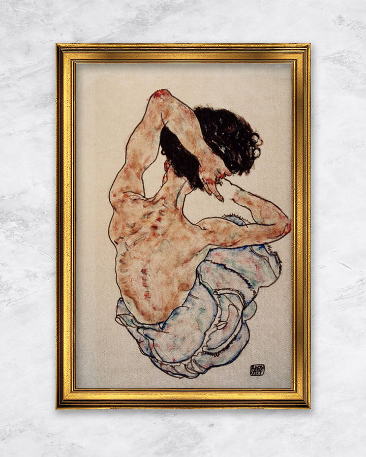 "Frau mit verschränkten Händen, Rückenansicht" | Egon Schiele