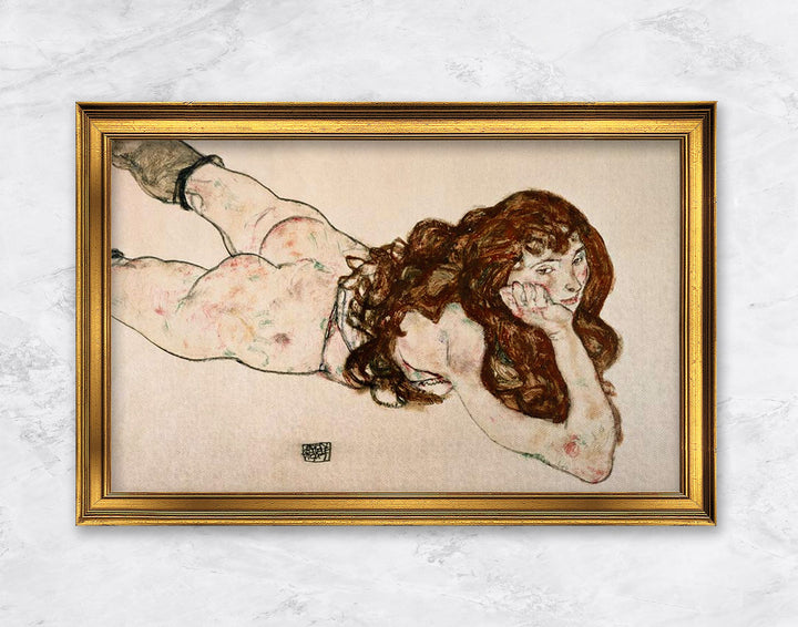 "Am Bauch liegender weiblicher Akt" | Egon Schiele